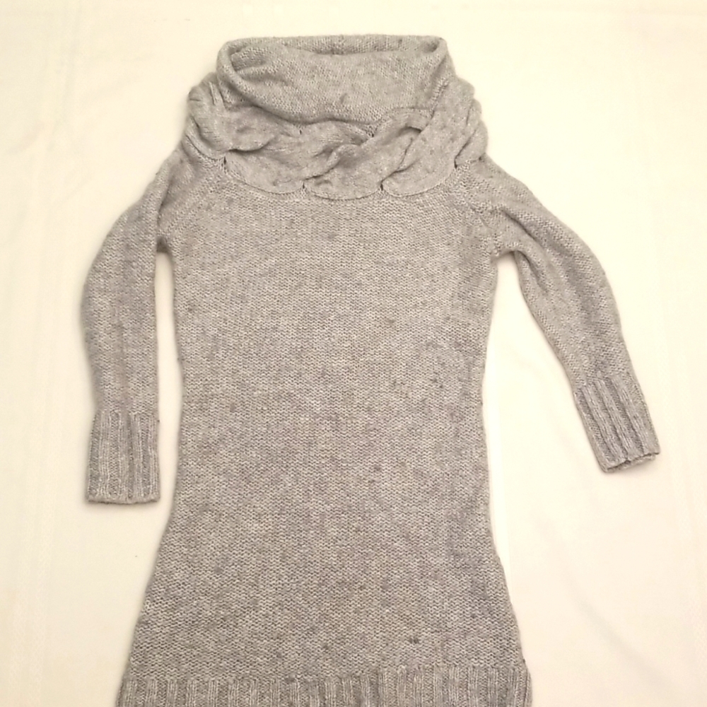 Gray wool blend cowl neck sweater dress S